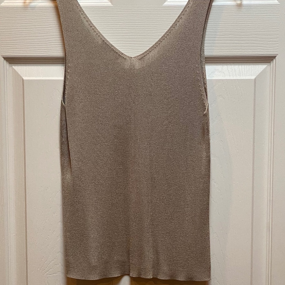 Preview Collection Metallic Tan Sleeveless Sweater.